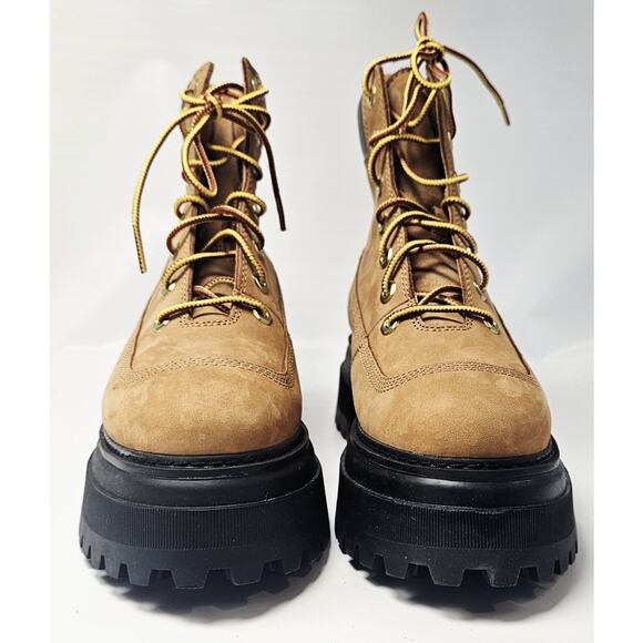 Timberland Sky Women's 6" Lace-up Combat Platform Leather Boot Wheat Sz 6.5 EUC - Picture 5 of 12